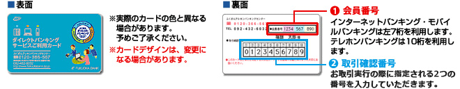 ダイレクトバンキングご利用カード詳細イメージ