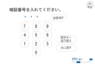 暗証番号入力時の「数字キー並び替え」機能　イメージ図