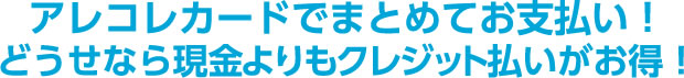 アレコレカードでまとめてお支払い！どうせなら現金よりもクレジット払いがお得！