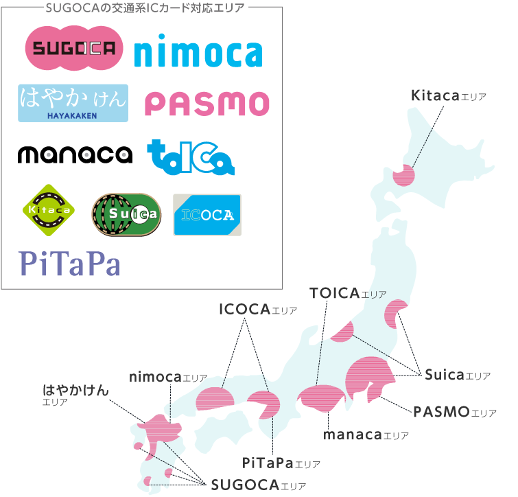 SUGOCAの交通系ICカード対応エリア