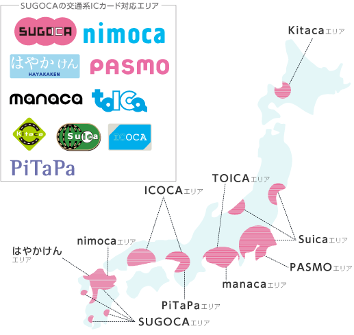 SUGOCAの交通系ICカード対応エリア