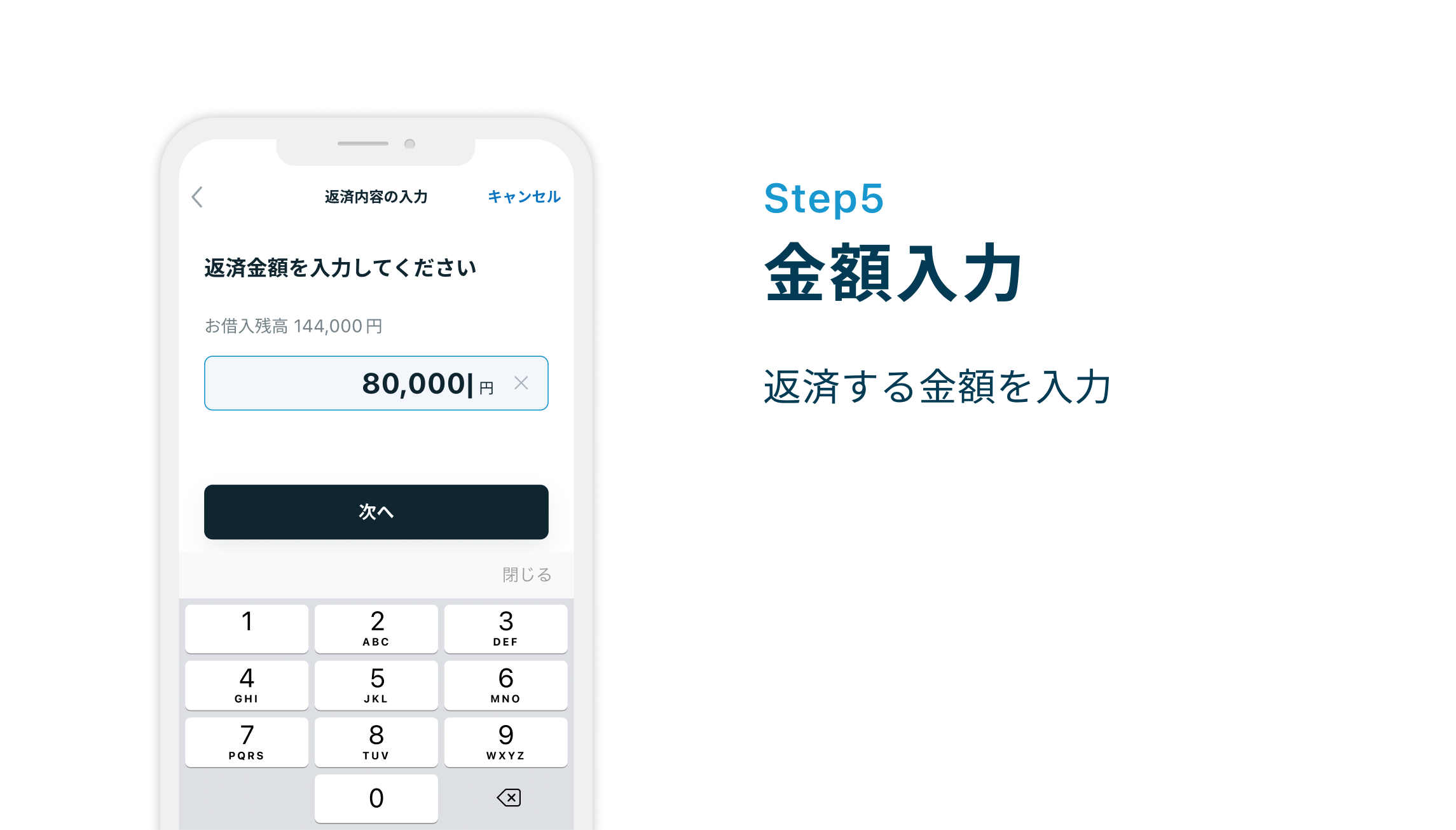 Step5 金額入力 返済する金額を入力
