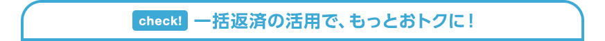 一括返済の活用で、もっとおトクに！