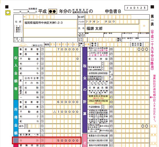 定申告書イメージ