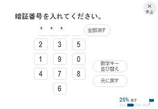 暗証番号入力時の「数字キー並び替え」機能　イメージ図