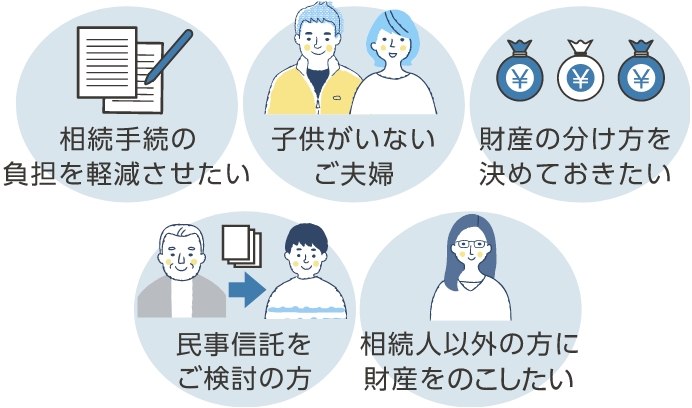 以下に該当する方は遺言書作成の検討をお勧めいたします