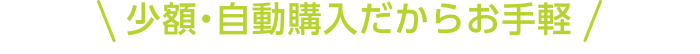 少額・自動購入だからお手軽！