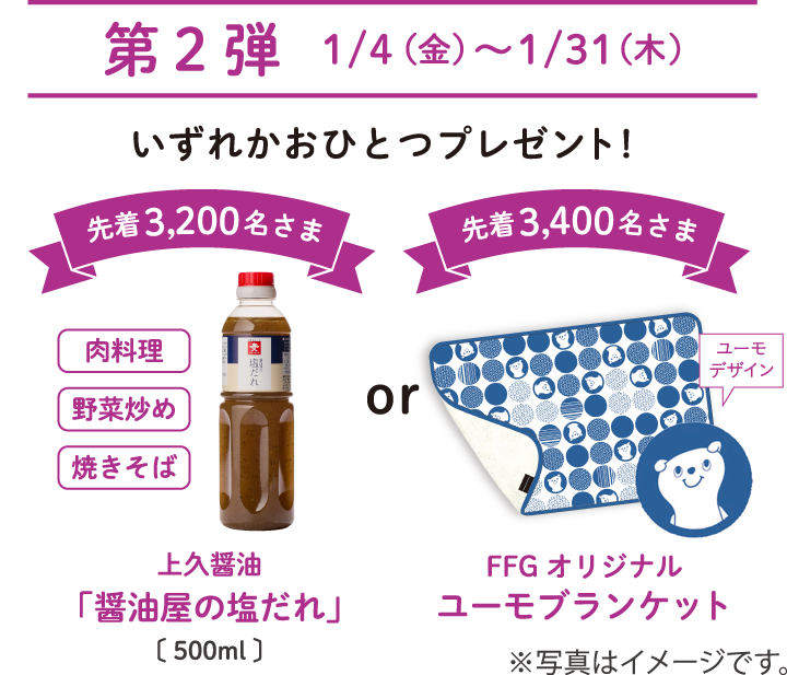 第2弾(1月4日~1月31日)いずれかおひとつプレゼント