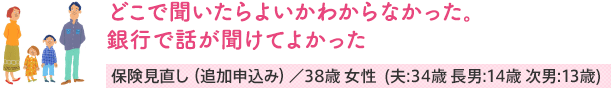 どこで聞いたらよいかわからなかった。銀行で話が聞けてよかった