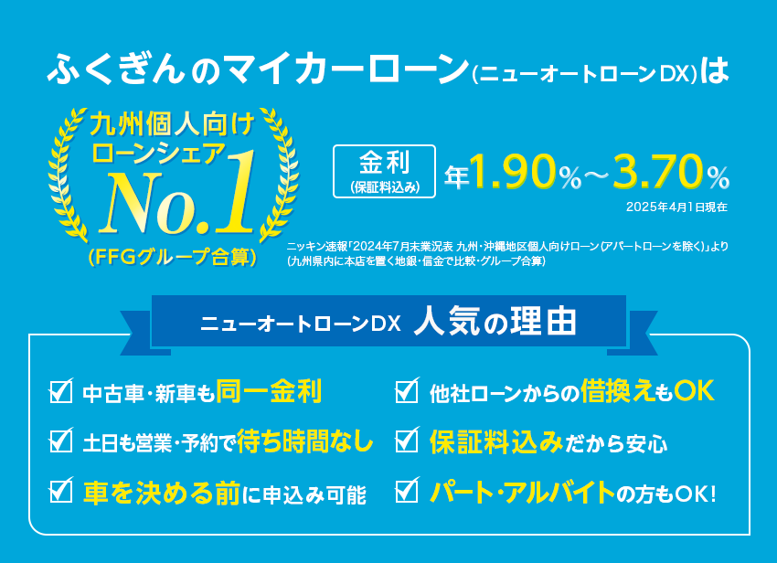 福岡銀行 マイカーローン ニューオートローンdx