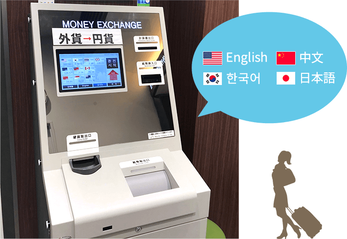 Foreign currency exchange machine for 4 languages