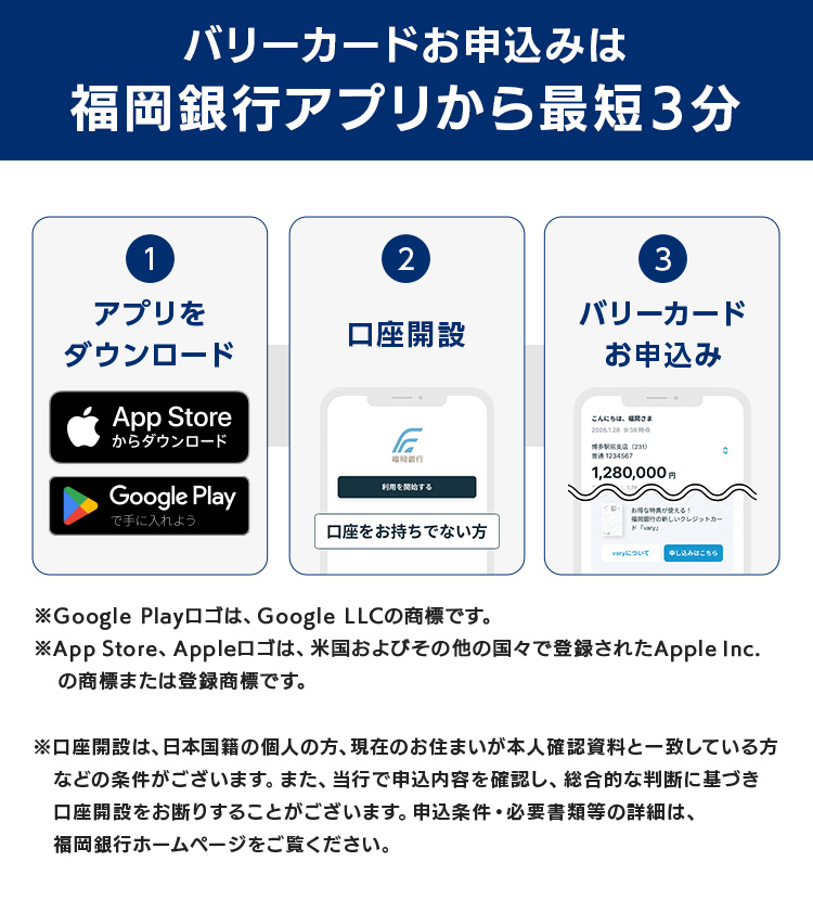 バリーカードお申込みは福岡銀行アプリから最短３分