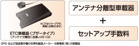 ETC車載器＜ブザータイプ＞アンテナ分離型車載器＋セットアップ手数料