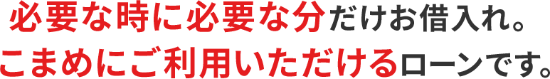 必要な時に必要な分だけお借入れ。こまめにご利用いただけるローンです。