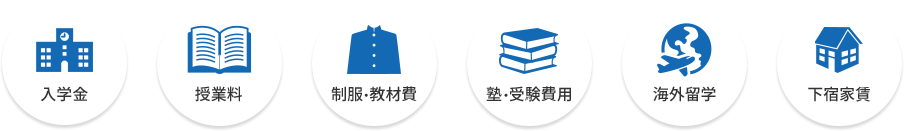 入学金 授業料 制服・教材費 塾・受験費用 海外留学 下宿家賃