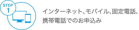 step1 インターネット、モバイル、固定電話、携帯電話でのお申込み