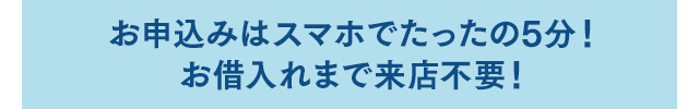 お申込みはスマホでたったの5分！お借入れまで来店不要！